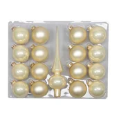 Bombki - Bombka szklana kremowa 6 cm 16 sztuk + czubek - miniaturka - grafika 1