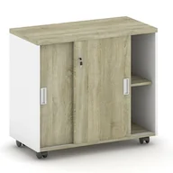 Szafy biurowe - B2B Partner Szafka na kółkach MIRELLI A+ 800x420x750, biały / dąb sonoma 437486 - miniaturka - grafika 1