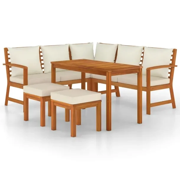 Zestaw mebli ogrodowych drewnianych - Sofa, ławka, stolik, poduszki