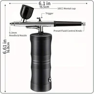 Pozostałe akcesoria kosmetyczne - TEMU Bedee Nozzled 0.4mm Pistolet do Makijażu z Ergonomicznym Uchwytem i Przenośnym Etui - Bez Zapachu, Aplikator do Twarzy i Manicure, Metaliczne - miniaturka - grafika 1