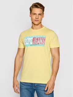 Koszulki męskie - Pepe Jeans T-Shirt Mark PM507768 Żółty Regular Fit - grafika 1