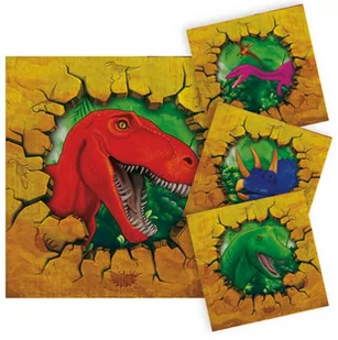 Unique Serwetki urodzinowe Dinozaury - 25 cm - 16 szt. U73881 - Dekoracje i nakrycia stołu na imprezę - miniaturka - grafika 1