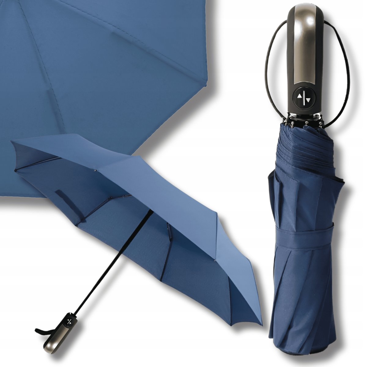 Parasol automatyczny składany męski damski automat XL z pokrowcem niebieski