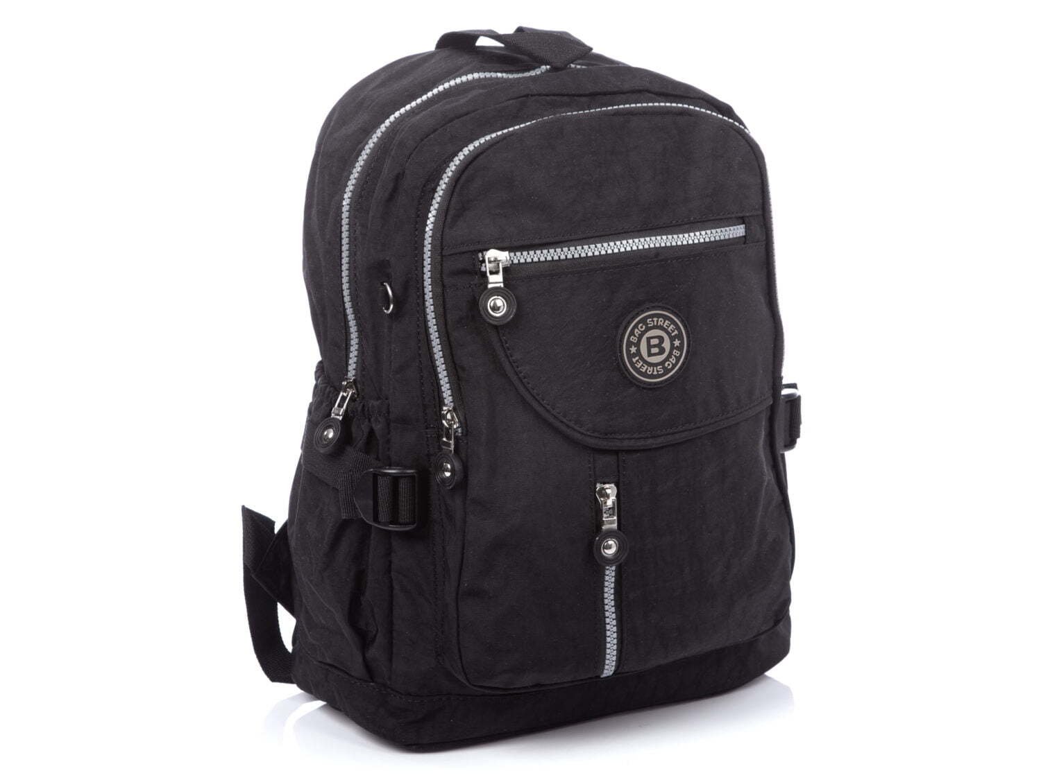 Czarny Plecak turystyczny bardzo lekki materiałowy damski męski z kreszu Bag Street miejski