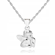 Biżuteria dla dzieci - 925 SREBRNY ŁAŃCUSZEK 55cm ANIOŁEK DEDYKACJA S1Z53 - miniaturka - grafika 1