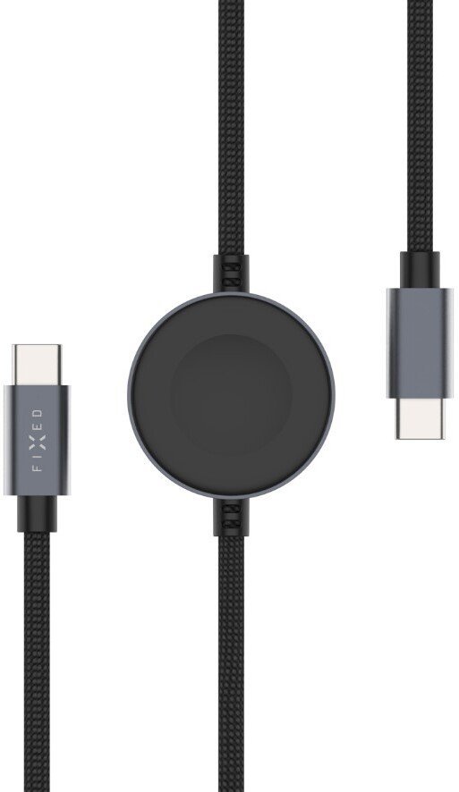 Fixed Kabel Power Watch Cable z konektorami USB-C/USB-C i ładowarką Apple/Samsung Watch 1.5m PD 60W szary