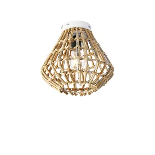 QAZQA Wiejska lampa sufitowa bambusowa z bielą - Canna Diamond - Oprawy, klosze i abażury - miniaturka - grafika 1