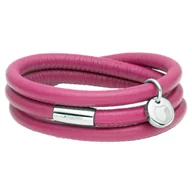 Bransoletki - Różowa bransoletka damska ze skóry naturalnej - Manoki - miniaturka - grafika 1