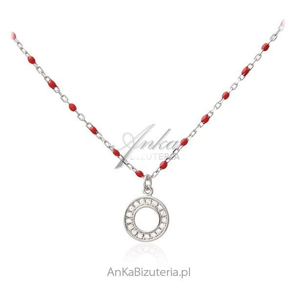 ankabizuteria.pl Srebrny naszyjnik z czerwoną emalią KÓŁKO