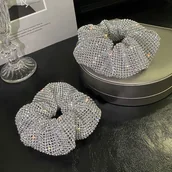 Inne - 2 sztuki Retro Bling Bling Strassowe Dekoracyjne Duże Jelita Włosy Pętle Elastyczne Gumki Do Włosów Uchwyty Na Kucyk Dla Kobiet I Do Codziennego - miniaturka - grafika 1