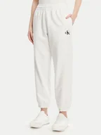 Spodnie sportowe damskie - Calvin Klein Jeans Spodnie dresowe Monologo LV047B235G Biały Regular Fit - miniaturka - grafika 1