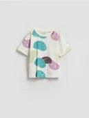 Bluzki dla niemowląt - Reserved - Bawełniany t-shirt z nadrukiem - złamana biel - miniaturka - grafika 1