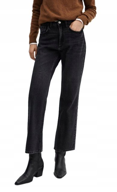 MANGO CZARNE JEANSY MOM JEANS WYSOKI STAN PRZETARCIA 32 X_A