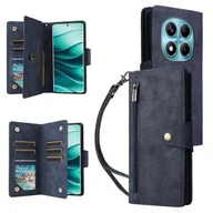 Portfele - Dla Xiaomi Redmi Note 14 Pro 4G Etui Zipper Portfel Skórzany stojak Pokrowiec na telefon Nit Decor - Niebieski Wielobarwny Blue - miniaturka - grafika 1