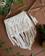 Torebki damskie - Spektakularna torebka z frędzlami, pleciona ze sznurka, makrama - miniaturka - grafika 1