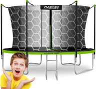 Trampoliny - NeoSport Trampolina ogrodowa 12ft/374cm z siatką wewnętrzną i drabinką - miniaturka - grafika 1