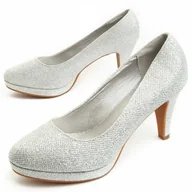 Czółenka - Montevita Buty Na Obcasie Unne Srebrny - miniaturka - grafika 1