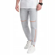 Dresy męskie - Spodnie męskie dresowe z przeszyciami szary melanż V3 OM-PASK-0145 XXL - miniaturka - grafika 1