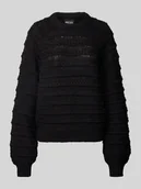 Swetry damskie - Sweter z dzianiny o kroju regular fit z fakturowanym wzorem model ‘JAYDA’ - miniaturka - grafika 1