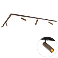 Lampy sufitowe - QAZQA Nowoczesny system oświetlenia szynowego z 5 reflektorami, ciemny brąz, 1-fazowy, GU10, 35 mm - Iconic Jeana Luxe - miniaturka - grafika 1