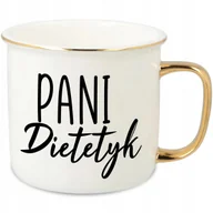 Kubki - KUBEK UCHO RANT ZŁOTY PORCELANOWY RETRO 280ML PREZENT DLA PANI DIETETYK WZ - miniaturka - grafika 1