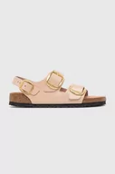 Sandały damskie - Birkenstock sandały skórzane Milano BB damskie kolor beżowy 1026484 - miniaturka - grafika 1