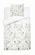 Pościel - Pościel biała z zielonymi gałązkami i ptakiem – 140x200 – kolekcja Naturalis - miniaturka - grafika 1
