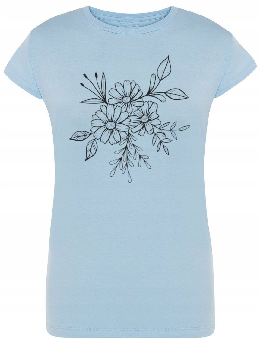 T-Shirt damski nadruk KWIATKI KWIATY Rozm.S