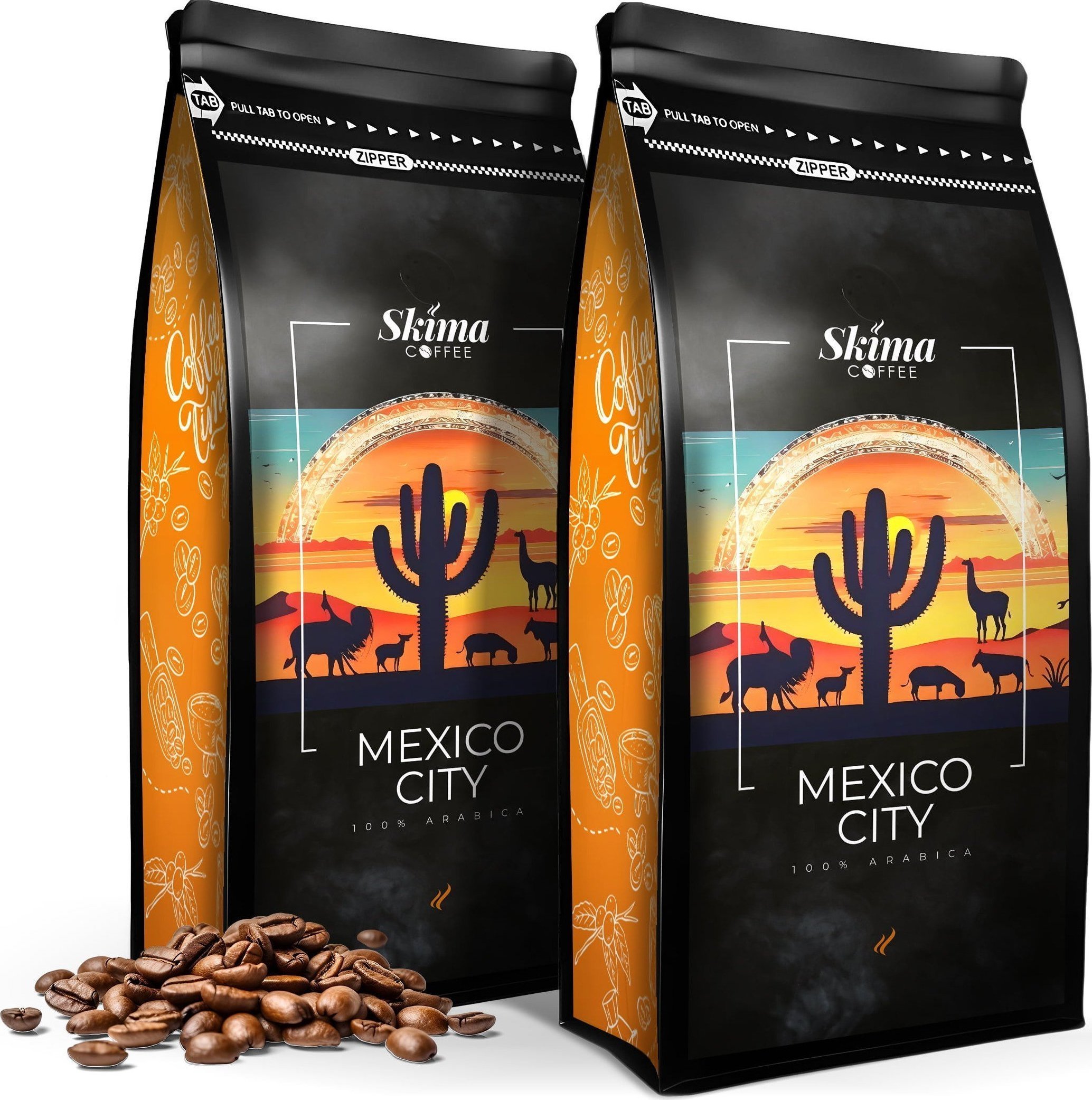 Zestaw Kawa ziarnista 1kgX2 MEXICO CITY 100% ARABICA Świeżo Palona do ekspresu + GRATIS