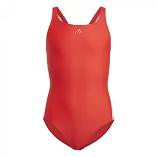 Stroje kąpielowe - Adidas Fit 3S Swimsuit Girls, vivid red/white 116 2021 Stroje kąpielowe GQ1143-116 - grafika 1