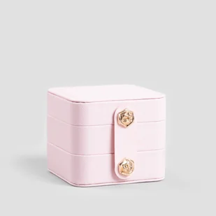 Szkatułka na biżuterię LOVE 3 poziomowa różowa 9,5x9,5x8 cm HOMLA - Pudełka i szkatułki - miniaturka - grafika 1