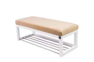 Ławka na buty LPG-4 70cm EMRAWOOD drewno lite kolor biały siedzisko gładkie kolor cappucino - Ławki do przedpokoju Ławka na buty LPG-4 70cm EMRAWOOD drewno lite kolor biały siedzisko gładkie kolor cappucino - Ławki do przedpokoju - miniaturka - grafika 1