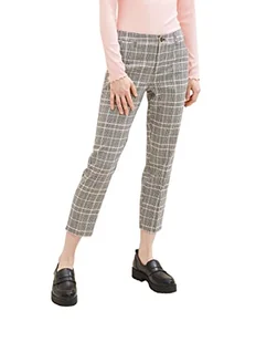TOM TAILOR Denim Damskie spodnie cygaretki ze wzorem w kratkę, 32456-Rose Grey Check, XS - Spodnie damskie - miniaturka - grafika 1