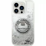 Etui i futerały do telefonów - Karl Lagerfeld Etui Liquid Glitter RSG do iPhone 14 Pro srebrne - miniaturka - grafika 1