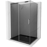 Kabiny prysznicowe - Mexen Omega kabina prysznicowa rozsuwana 100x80 cm, grafit, chrom + brodzik Flat, czarny - miniaturka - grafika 1