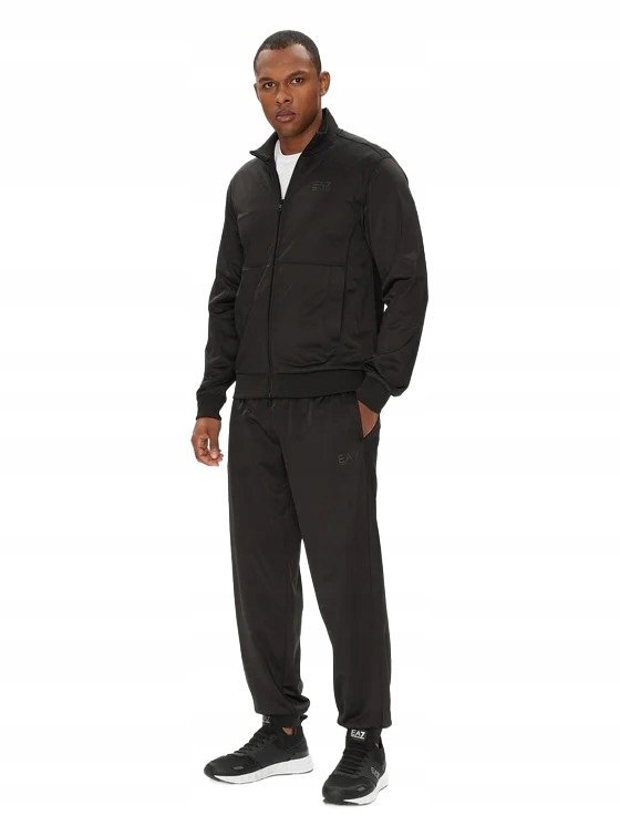 EMPORIO ARMANI CZARNE SPODNIE DRESOWE Z MANKIETEM I LOGO XXL 1OPA