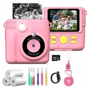 Aparaty natychmiastowe - Aparat fotograficzny dla dzieci cyfrowy NATYCHMIASTOWY z drukarką + WKŁADY - miniaturka - grafika 1