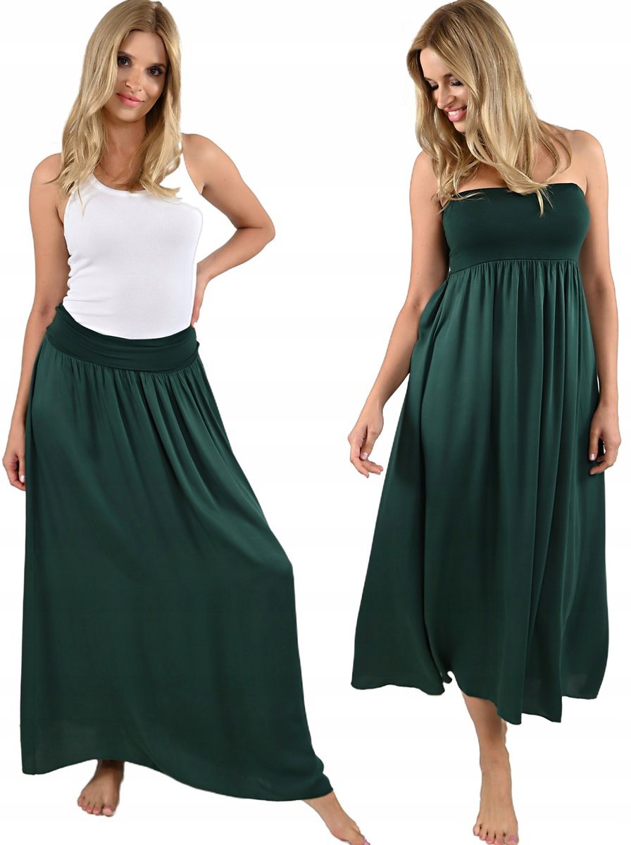 Zwiewna letnia SPÓDNICA damska długa pas bawełniany SUKIENKA