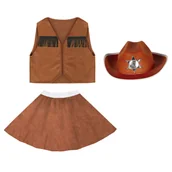 Dresy i komplety dla dziewczynek - ZESTAW KOWBOJKA BRĄZOWY 134-140 3el - miniaturka - grafika 1