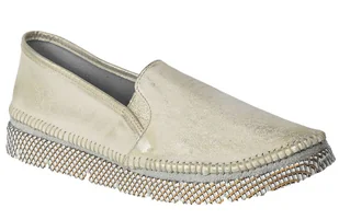 Espadryle Maciejka 03512-25/00-0 Złoto Przecierka Skóra Naturalna - MACIEJKA - Półbuty damskie - miniaturka - grafika 1