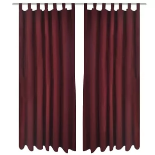 vidaXL Bordowe atłasowe zasłony z pętelkami 2 szt. 140x175 cm - Zasłony - miniaturka - grafika 1