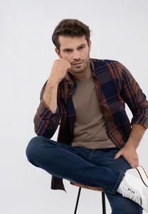 Koszula w kratę, Slim Fit, K-JOSE - Koszule męskie - miniaturka - grafika 1