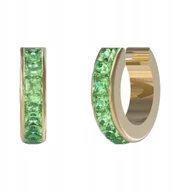 Kolczyki - Guess kolczyki złote z zielonymi kryształami NA PREZENT kółka JUBE03134JW - miniaturka - grafika 1