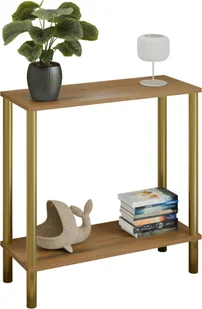Konsola minimalistyczna na złotym stelażu dąb lancelot W5-Z76 - Konsole i sekretarzyki - miniaturka - grafika 1