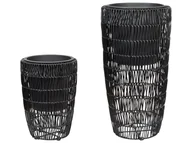 Donice - Zestaw 2 doniczek na kwiaty z technorattanu czarny CHELONE - miniaturka - grafika 1