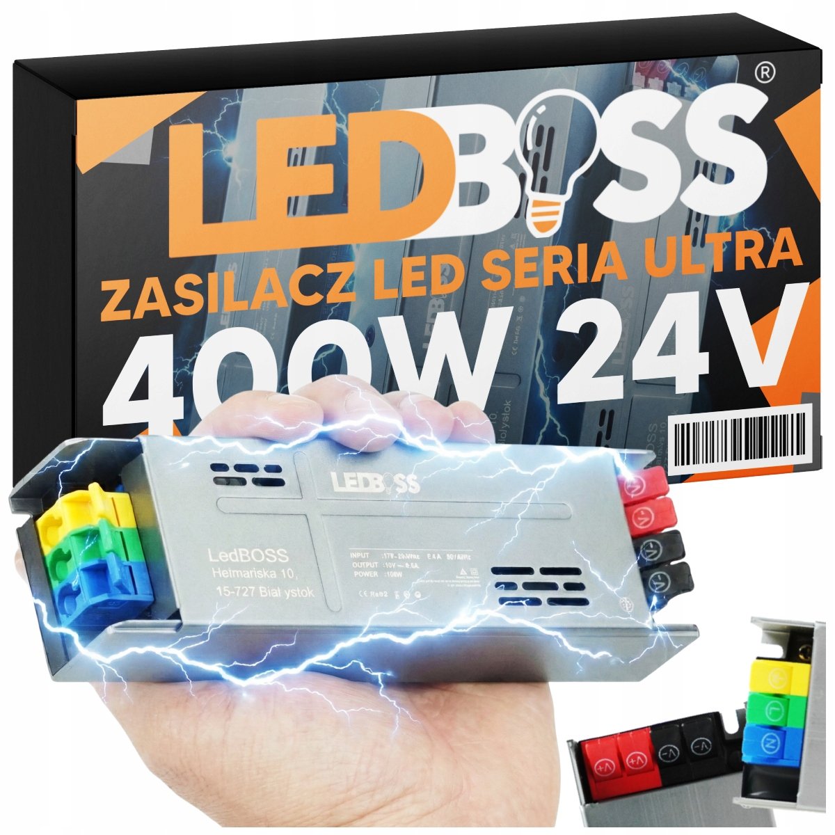 FORMAT Zasilacz 24V 400W Ultra Slim Z Zaciskami Soft Start Transor Ledbo