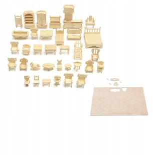 PUZZLE 3D DIY ZESTAW MEBLI DREWNIANYCH DLA LALEK - Domki dla lalek - miniaturka - grafika 1