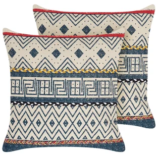 2 Bawełniane Poduszki Dekoracyjne W Geometryczny Wzór 50 X 50 Cm Wielokolorowe Souk - Poduszki dekoracyjne - miniaturka - grafika 1