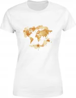 Koszulki i topy damskie - Koszulka damska Złota Mapa Świata kierunki kompas T-shirt damski - miniaturka - grafika 1