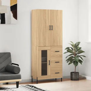 vidaXL Witrynka, dąb sonoma, 69,5x34x180 cm, materiał drewnopochodny - Witryny - miniaturka - grafika 1